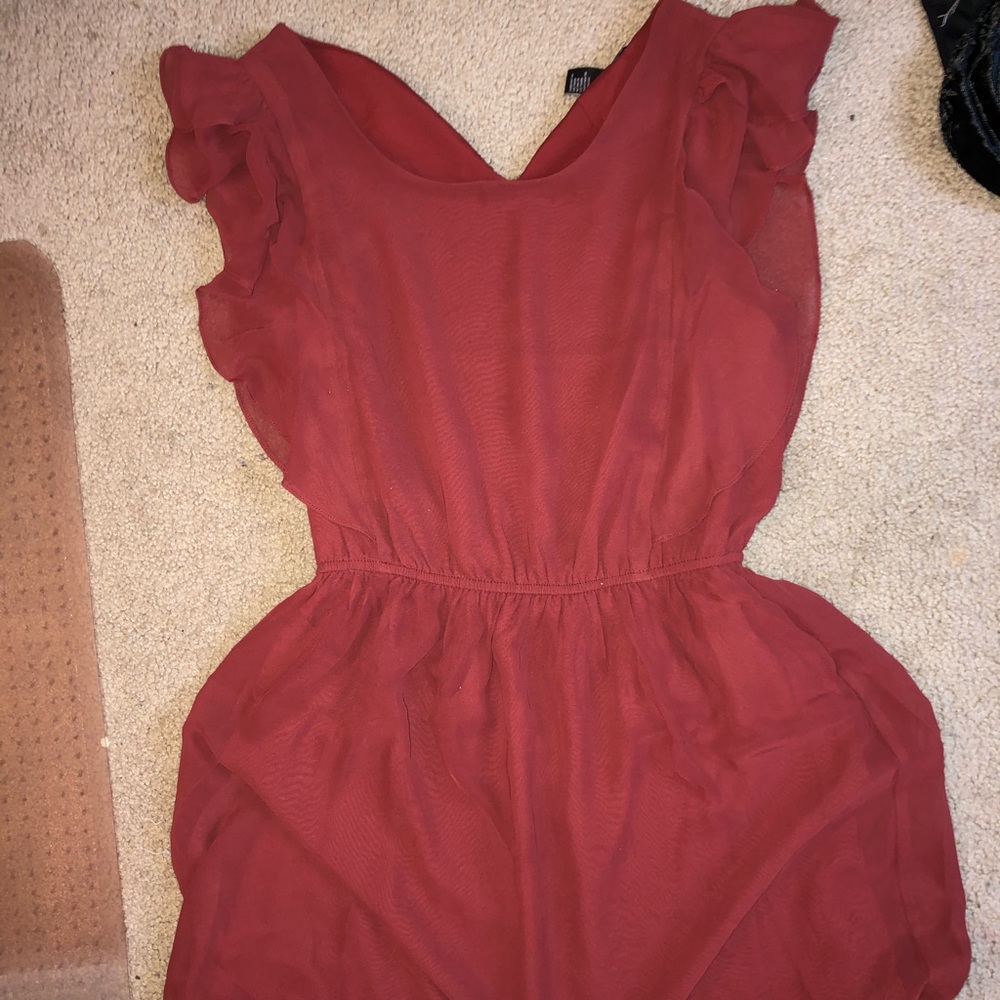 Red ruffle mini dress